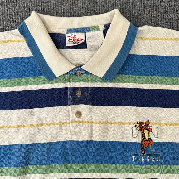 Disney Other - Vintage Men’s 90’s Y2K Disney Store Striped Polo Shirt Tiger Winnie The Pooh 2XL